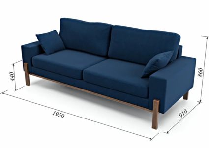 Диван Арско Хангель трехместный синий Длина 195 см