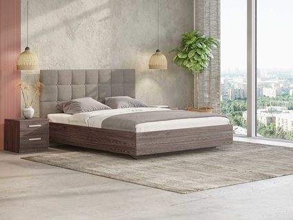 Кровать Сонум Luiza Ясень Анкор + Рогожка Песочная 80х200