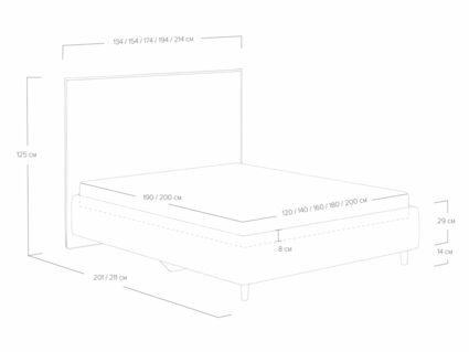 Кровать Сонум Eveline Рогожка Деним 180х200
