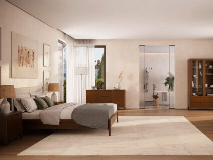 Кровать Rivi Ruby Wood Орех светлый/Рогожка Step 7 200х200