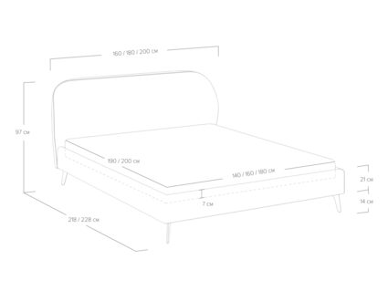 Кровать Сонум Katrin Рогожка Зеленый 140х190