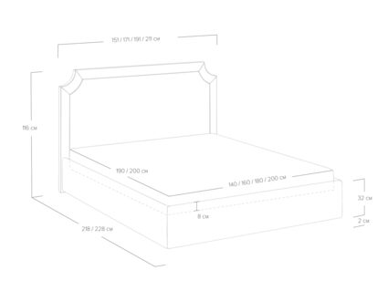 Кровать Сонум Eliot Рогожка Графит (с подъемным механизмом) 180х190