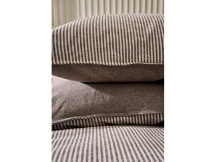 Комплект постельного белья Luxberry ЛЁН И ХЛОПОК белый/коричневая полоса Семейный